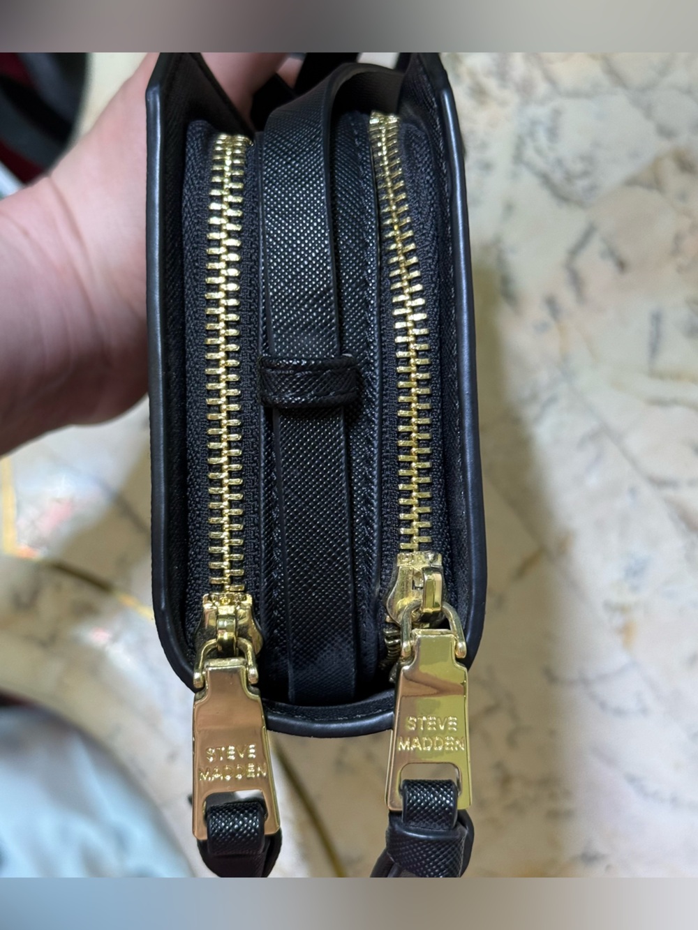 Steve Madden Black Crossbody with Gold Bar Accent - Picture 6 of 11